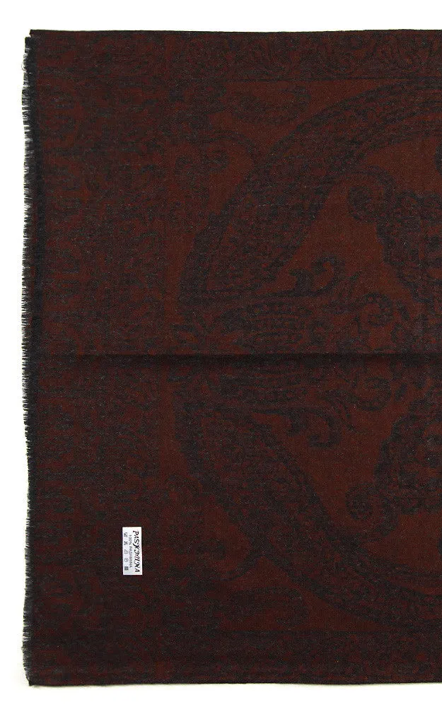 21107 Brown Paisley Print Pashmina