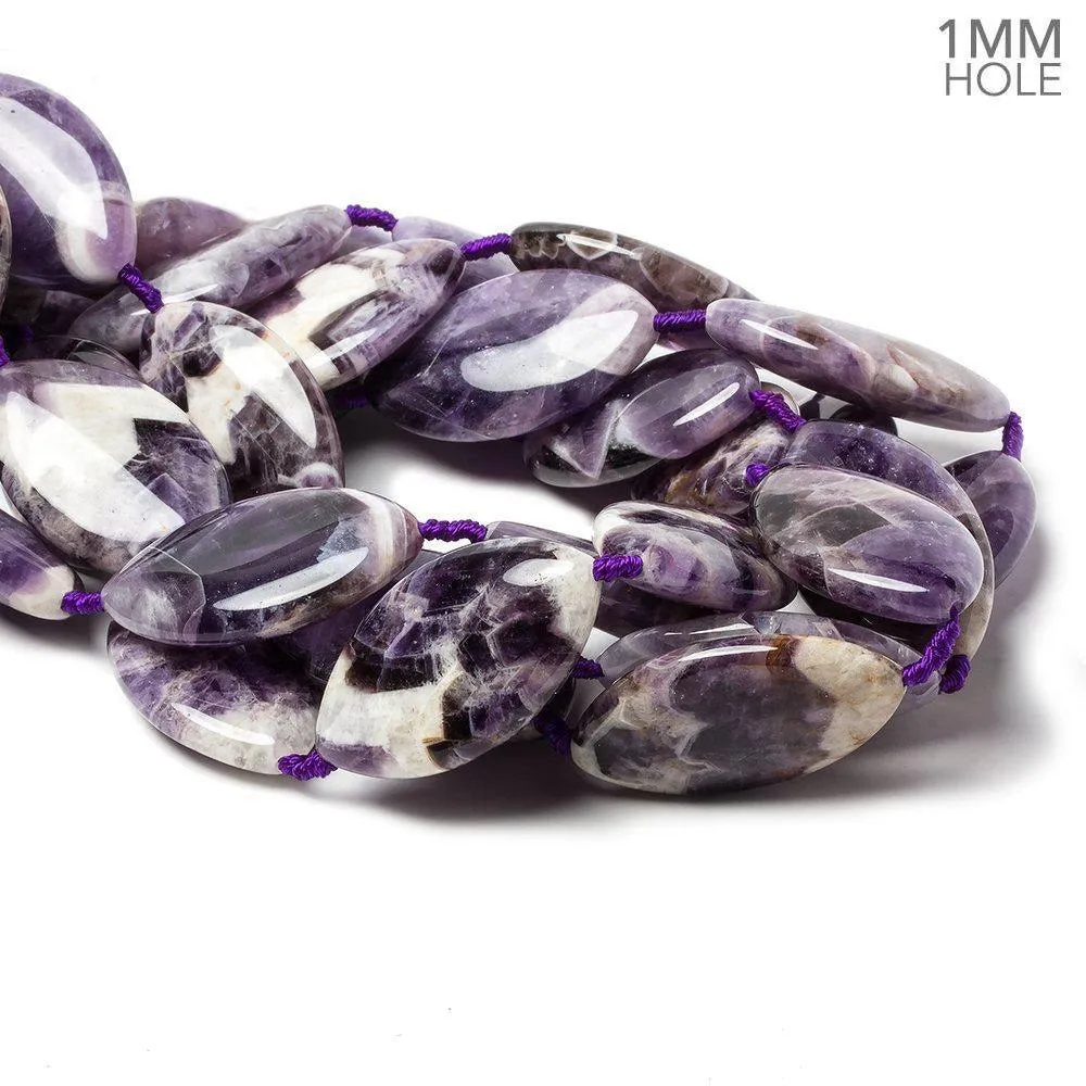 34x20x8mm Cape Amethyst straight drilled plain marquise 16 inch 10 beads