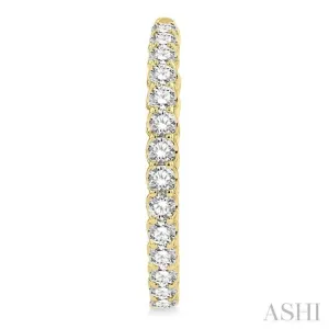 5 ctw In and Out Round Cut Diamond Hoop Earring in 14K Yellow Gold
