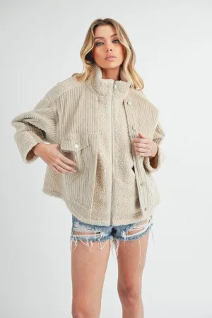 Aemi   Co Faux 2-Piece Turtleneck Sherpa Jacket with Pockets