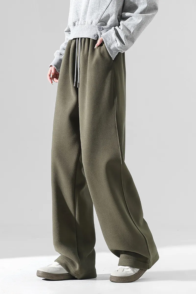 Baggy Wide-Leg Low-Rise Fleece Sweatpants