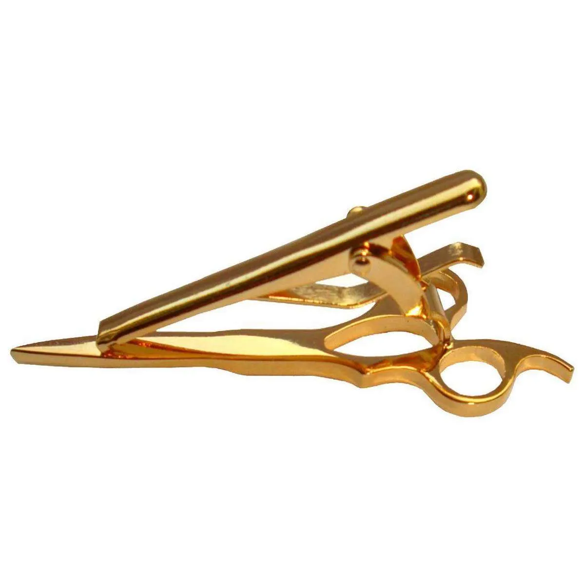 Bassin and Brown Scissors Tie Bar - Gold