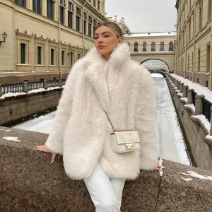 Beige Faux Fur Coat