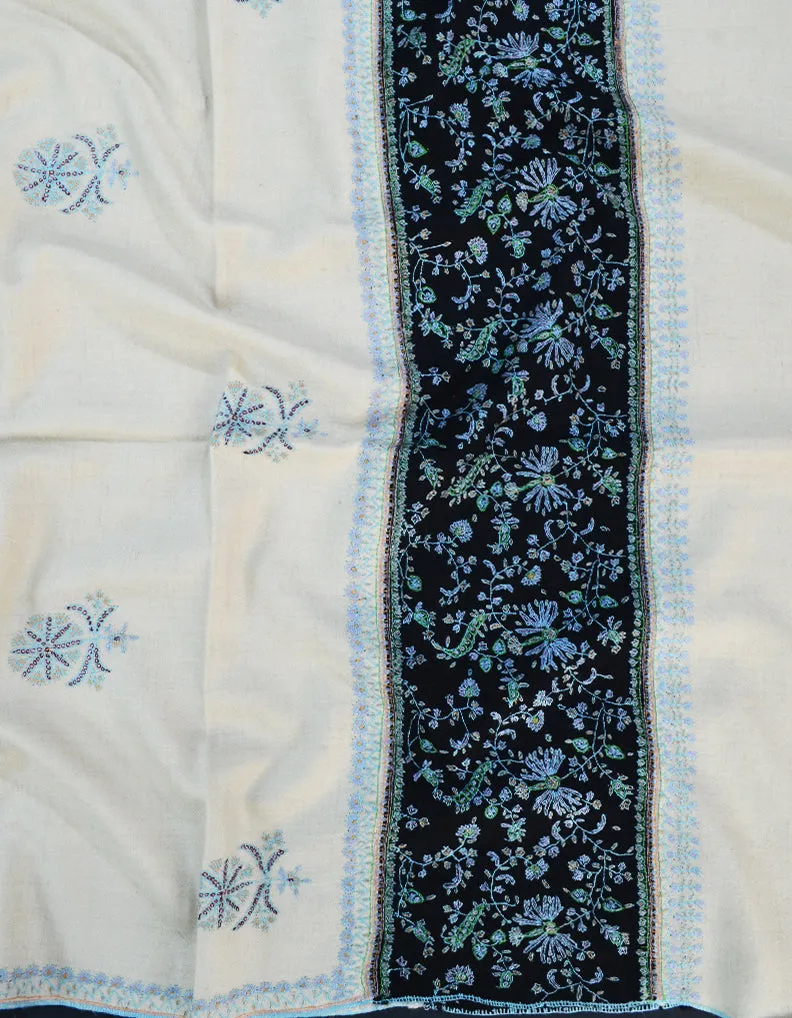 Brown & Orange Embroidery ‏ Pashmina shawl 7197