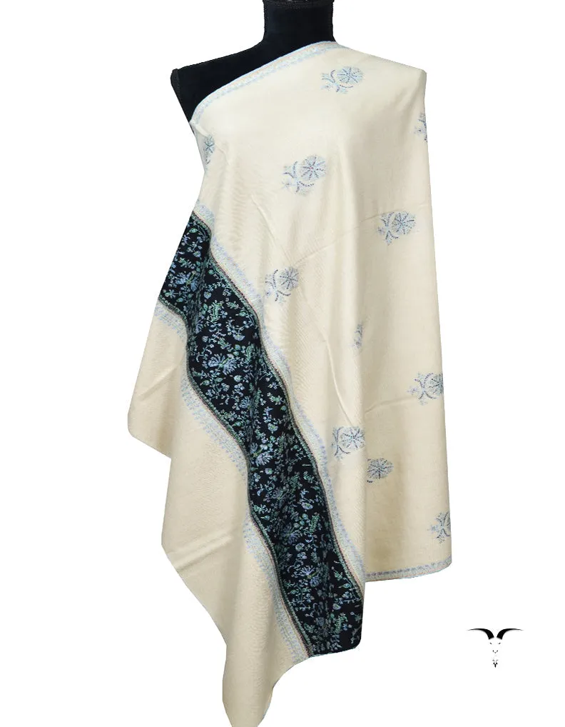 Brown & Orange Embroidery ‏ Pashmina shawl 7197