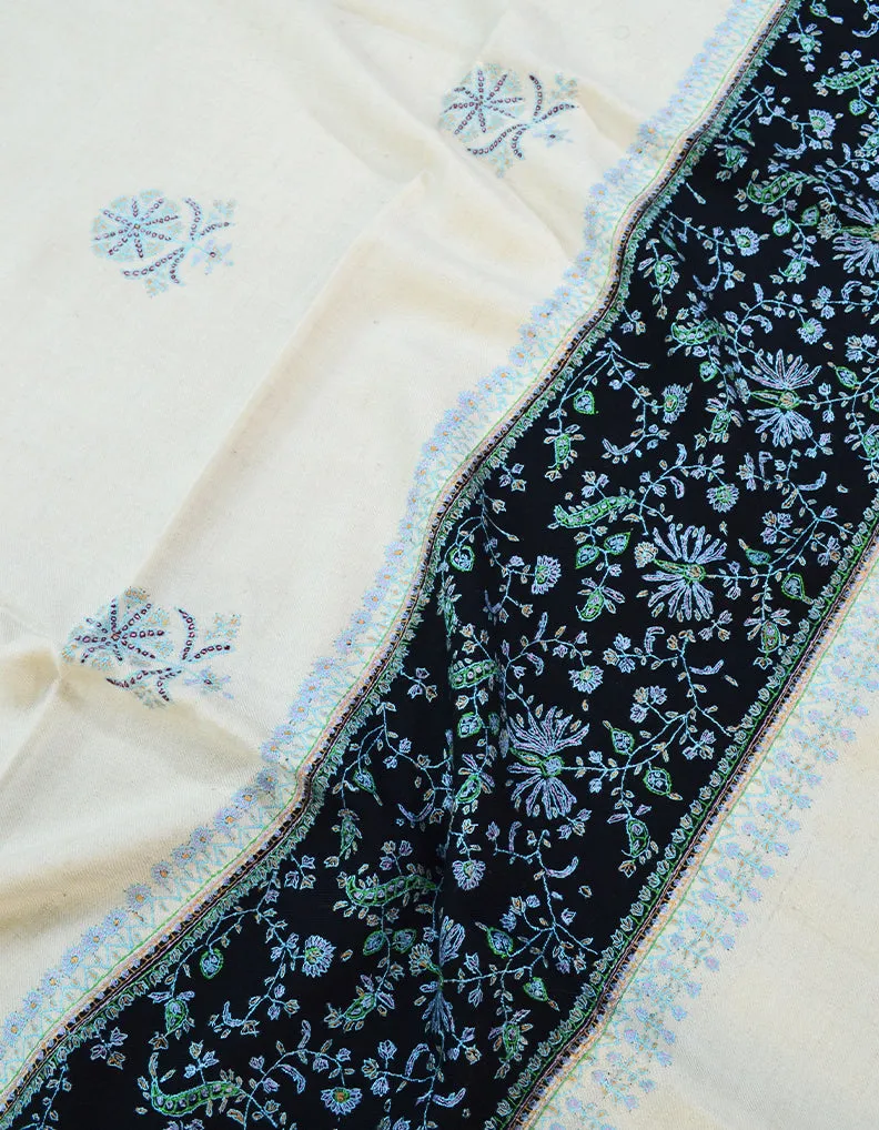 Brown & Orange Embroidery ‏ Pashmina shawl 7197