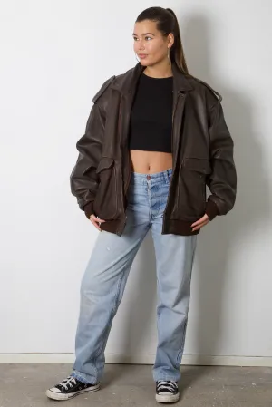 Brown Leather Pilot Jacket XL