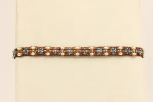 BROWN/TURQUOISE FASHION BEADED HATBAND