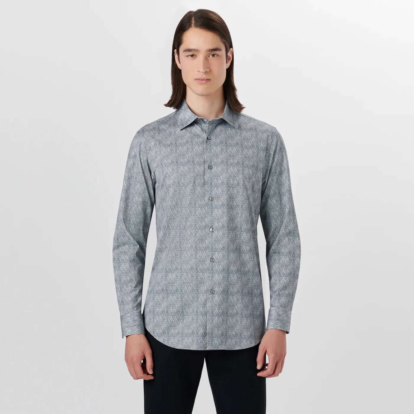Bugatchi - James Pin Check OoohCotton Shirt - Cement