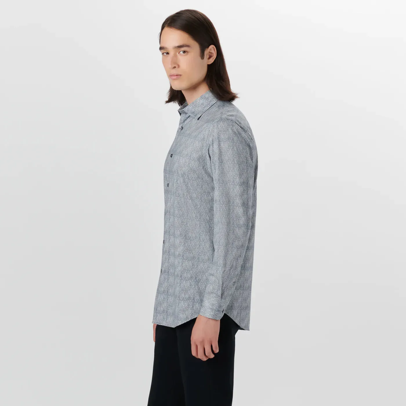 Bugatchi - James Pin Check OoohCotton Shirt - Cement