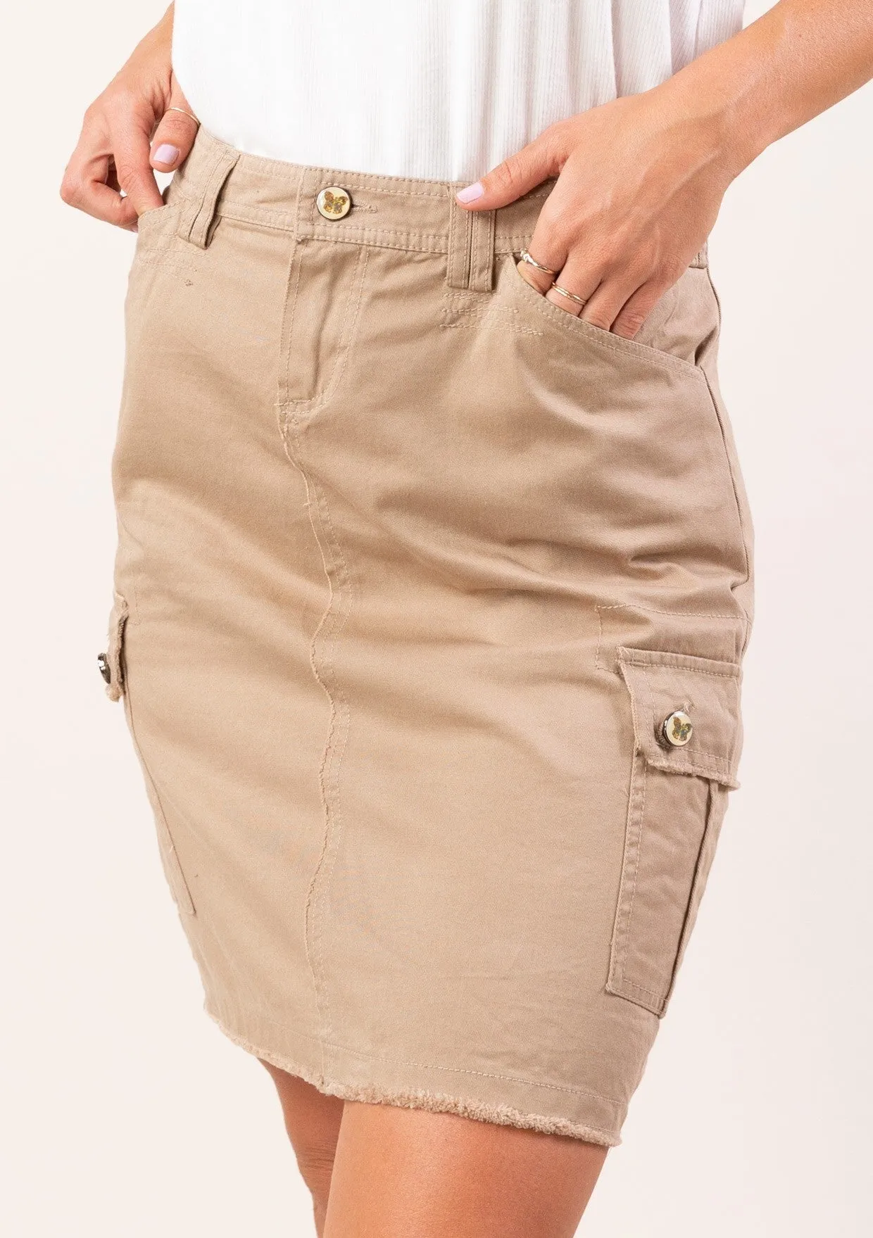 Canvas Cargo Pencil Skirt