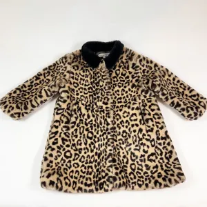 Caramel leopard faux fur coat 4Y