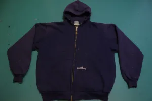 Carhartt K129 NVY Navy Blue Thermal Lined Large Work Wear Zip Hoodie Sweatshirt