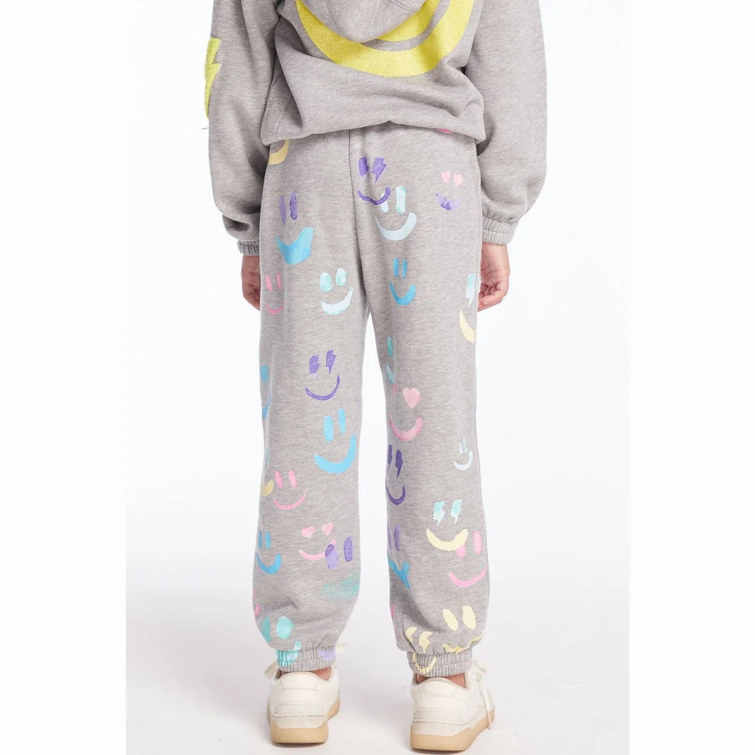 Chaser Glitter Smiley Girls Pullover Hoodie & Smiley Daze Sweatpant Set