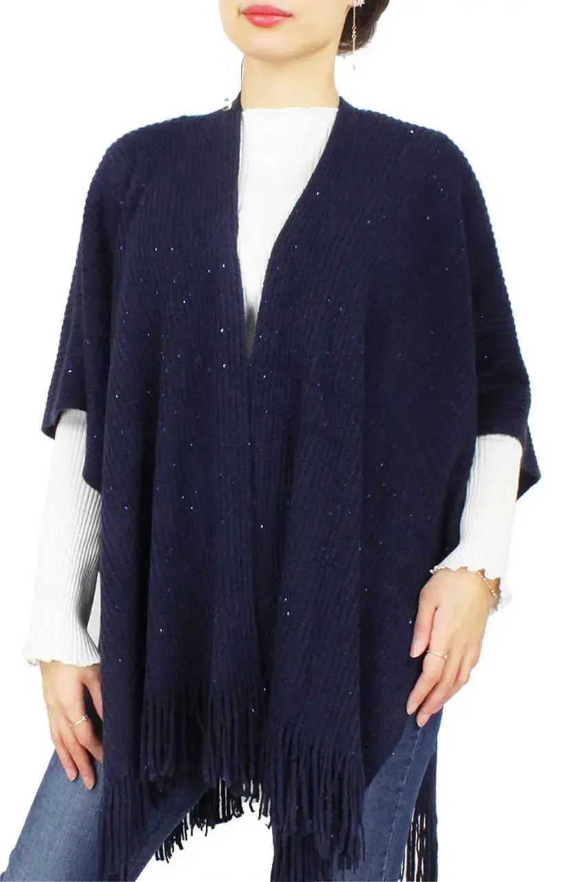 Clothing -Sequins Knit Cape