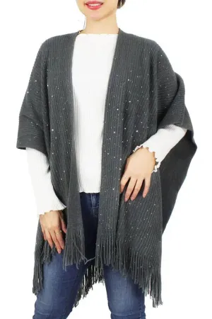 Clothing -Sequins Knit Cape
