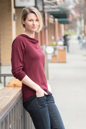Echo Verde Drape-Neck 3/4 Sleeve Sweater
