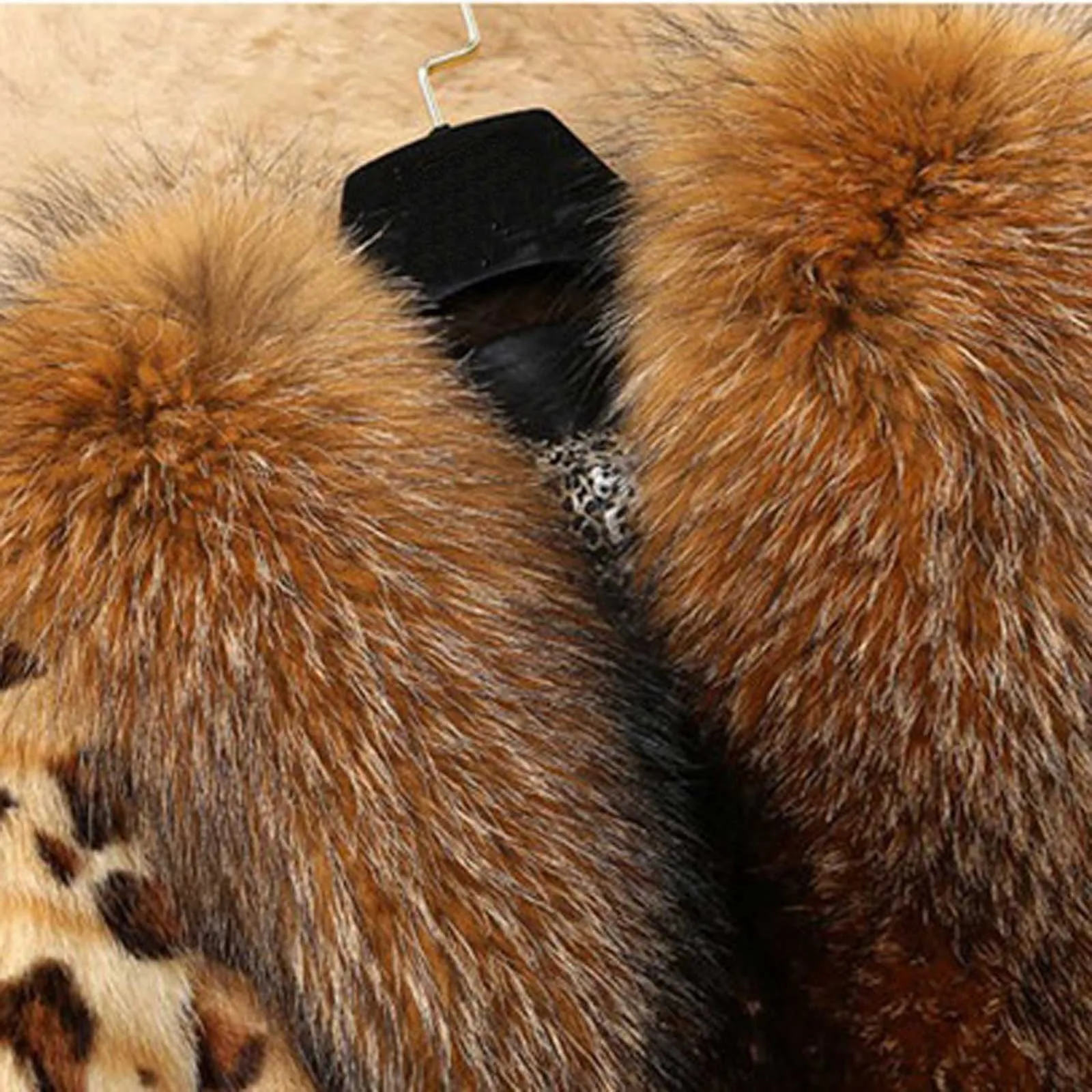 Elegant Outerwear 2020 Streetwear Warm Fur Hooded Leopard Faux Fur Coat Warm Fluffy Fake Fur Jacket Long Winter Overcoat Ladies