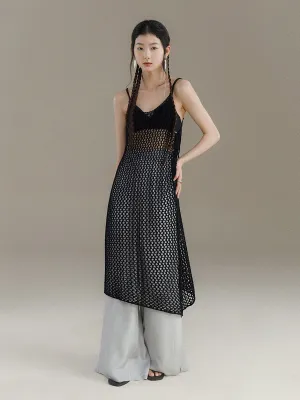 Frosty Fishnet Knit Slip Dress