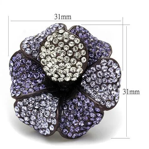 IP Dark Brown (IP coffee) Stainless Steel Ring with Top Grade Crystal in Multi Color for Women Style TK1618DC