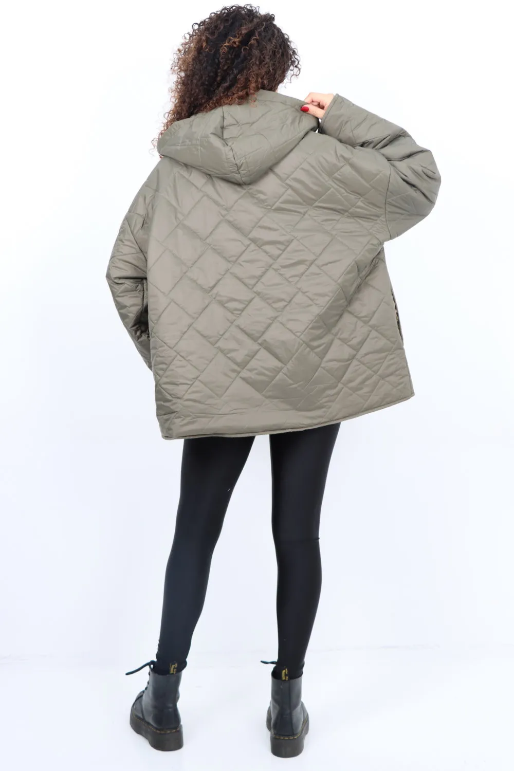 Italian  Hooded Leopard Lined Quilted Padded Short Jacket
