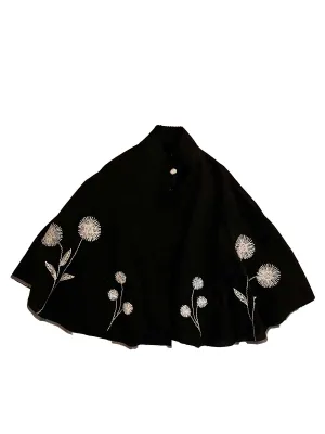 JACKET- BLACK & SILVER EMBROIDERED CHANDERI [COTTON-SILK MIX]