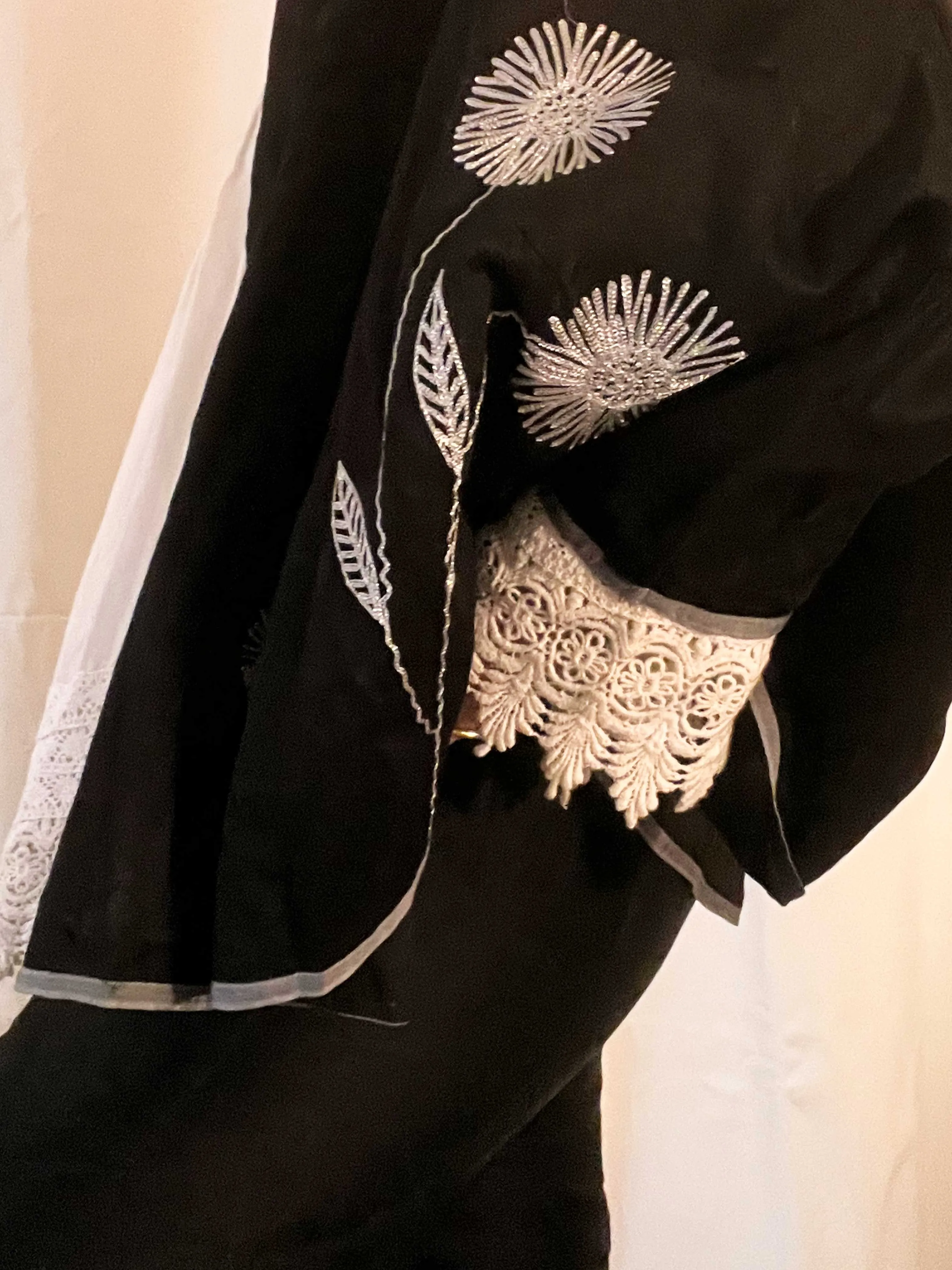 JACKET- BLACK & SILVER EMBROIDERED CHANDERI [COTTON-SILK MIX]