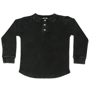 💘Kids Long Sleeve Thermal Henley Shirt - Black