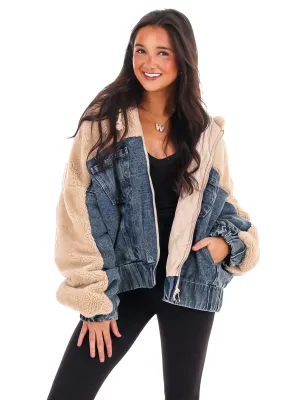 Layered Bliss Denim & Sherpa Jacket Doorbuster