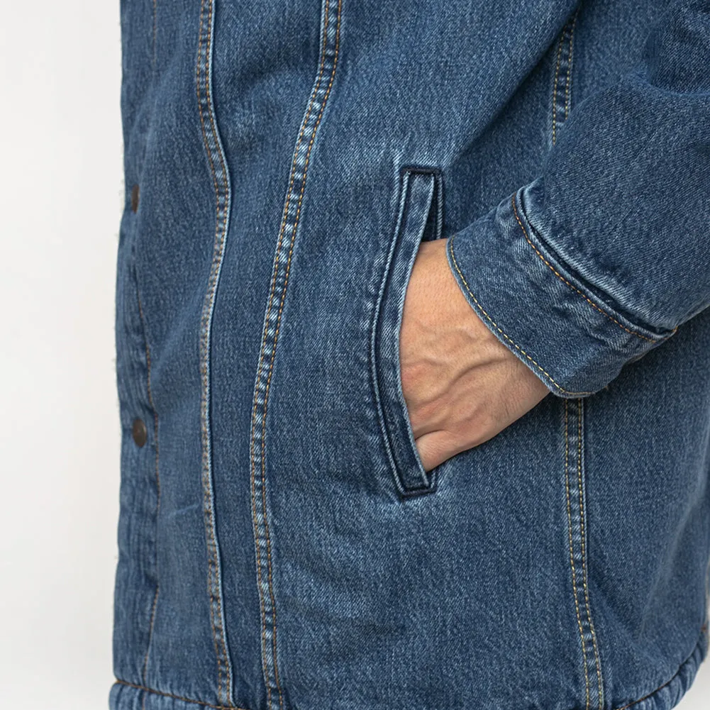 Levis Mens Jean Jacket Denim Sherpa Lined Drawstring Hooded Tall Long Fit 72795