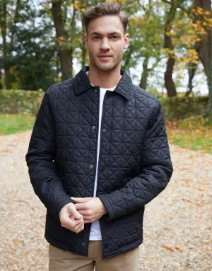 Men's Black Collared Quilted Jacket