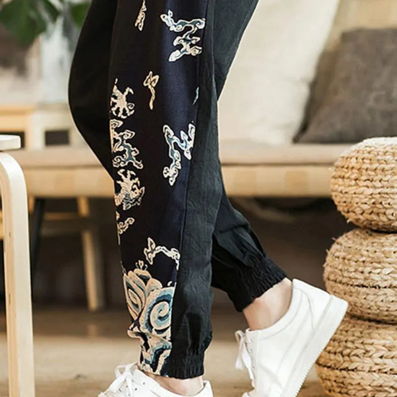 Men's Summer Casual Cotton Joggers With Print