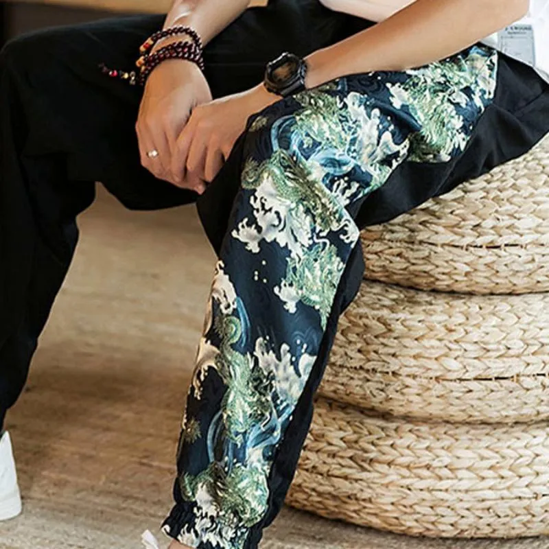 Men's Summer Casual Cotton Joggers With Print