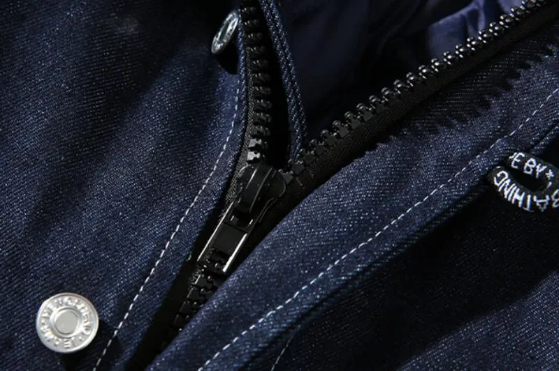 Men's Winter Casual Warm Denim Parka | Plus Size