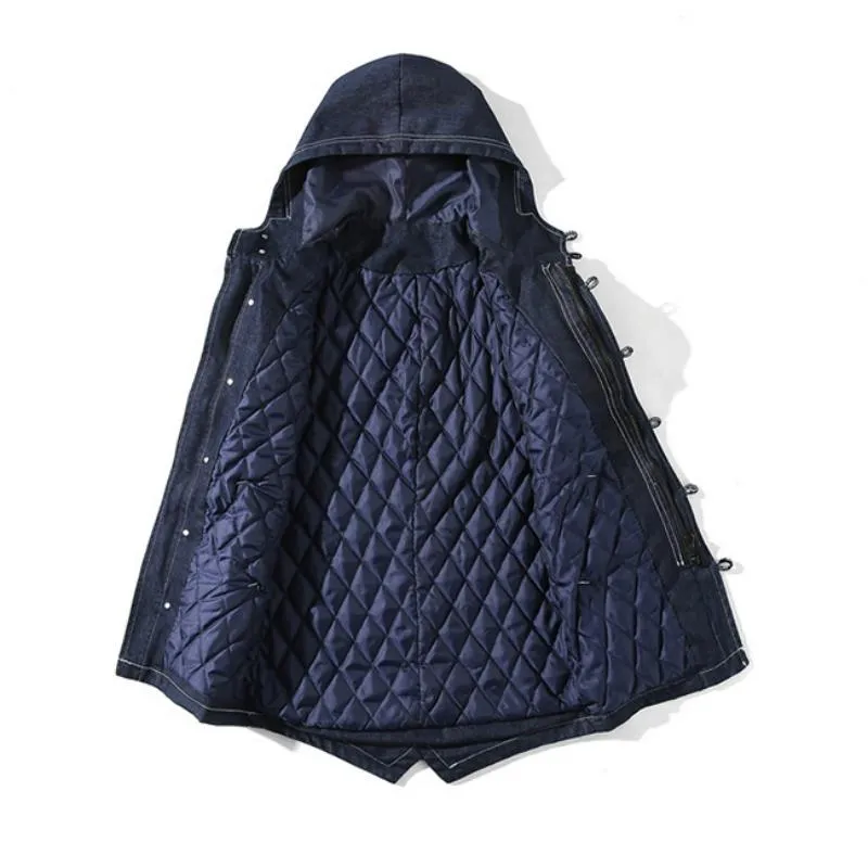 Men's Winter Casual Warm Denim Parka | Plus Size