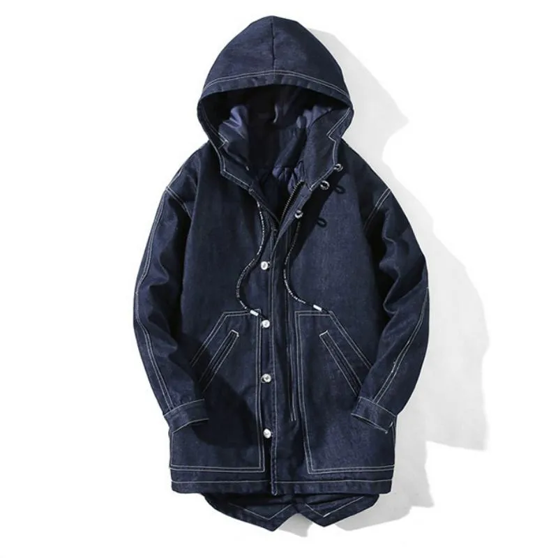 Men's Winter Casual Warm Denim Parka | Plus Size