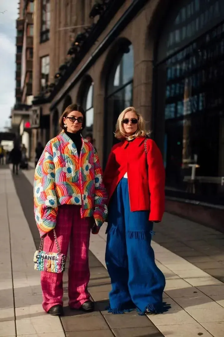 Rainbow Flower Pattern Padded Jacket