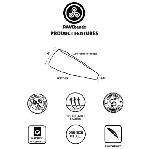 RAVEbandz The Pro - Wide Stretch Headband (Dragonflies & Flowers)