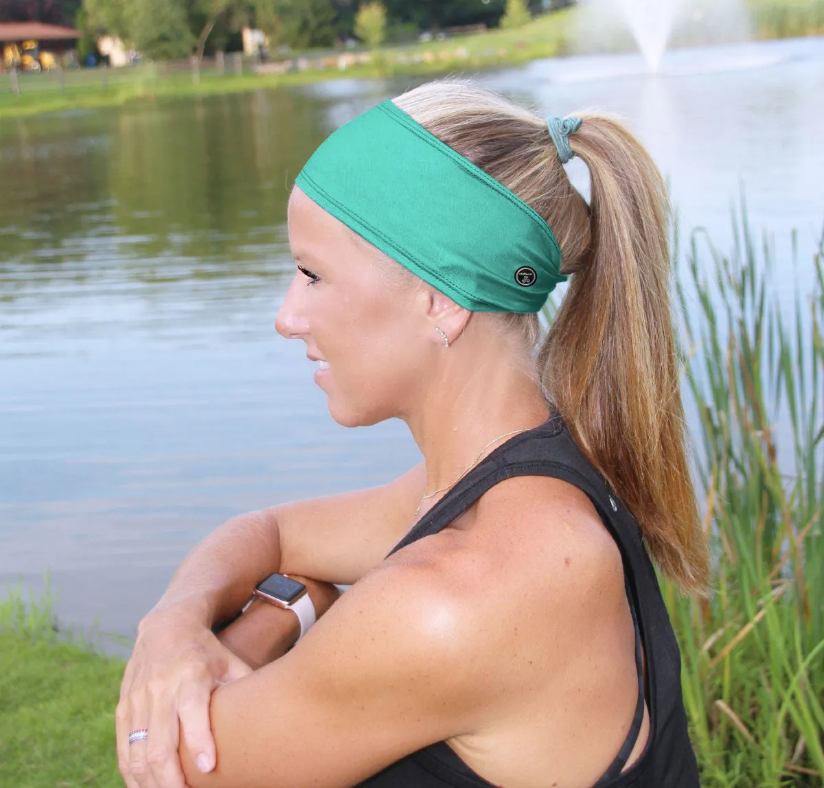 RAVEbandz The Pro - Wide Stretch Headband (Island Green)
