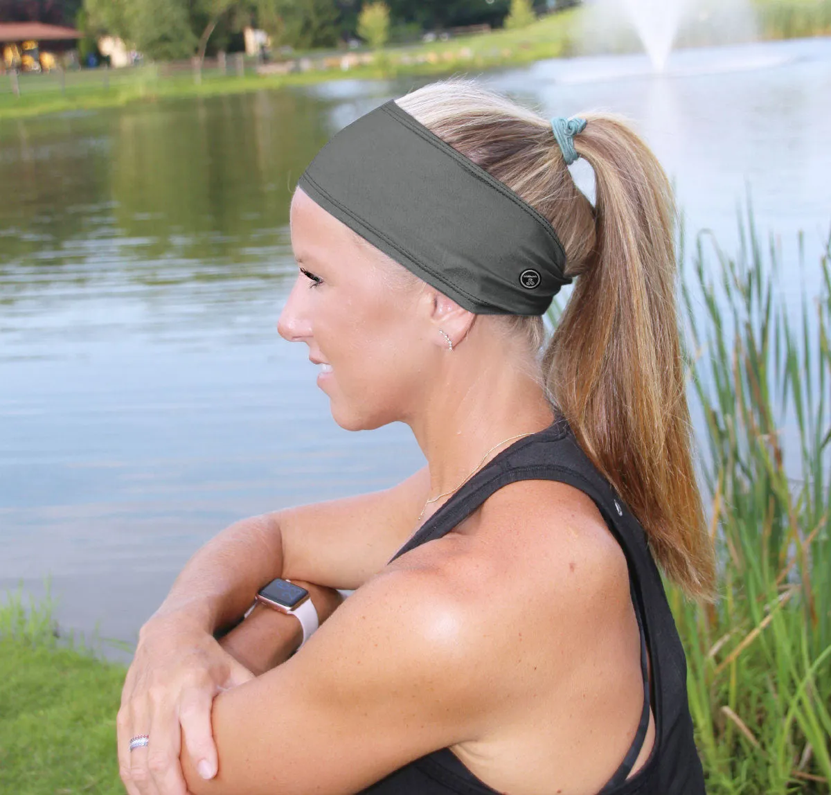 RAVEbandz The Pro - Wide Stretch Headband (Solid Charcoal)