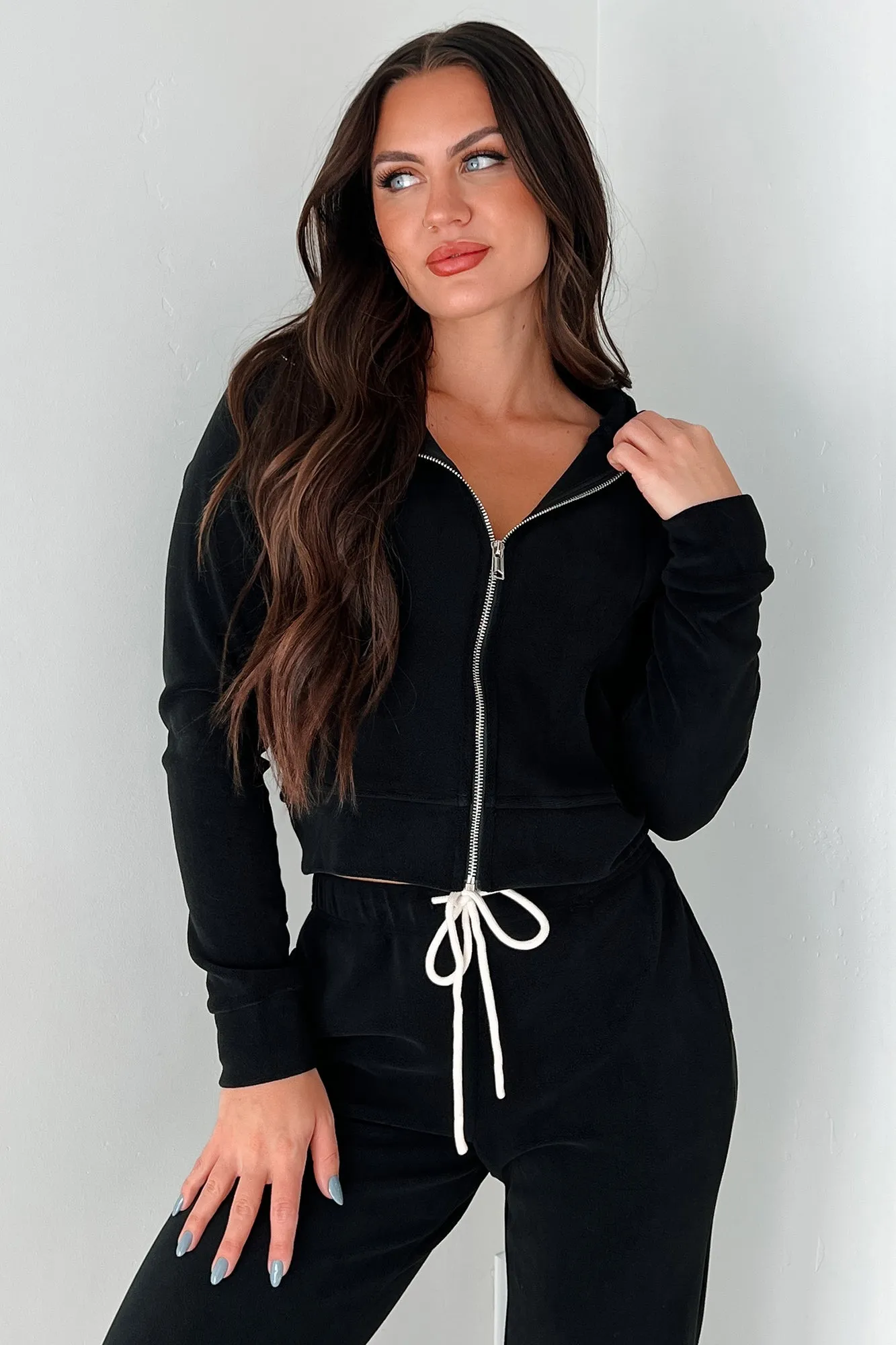Retro Refresh Hooded Fleece Track Jacket (Black)