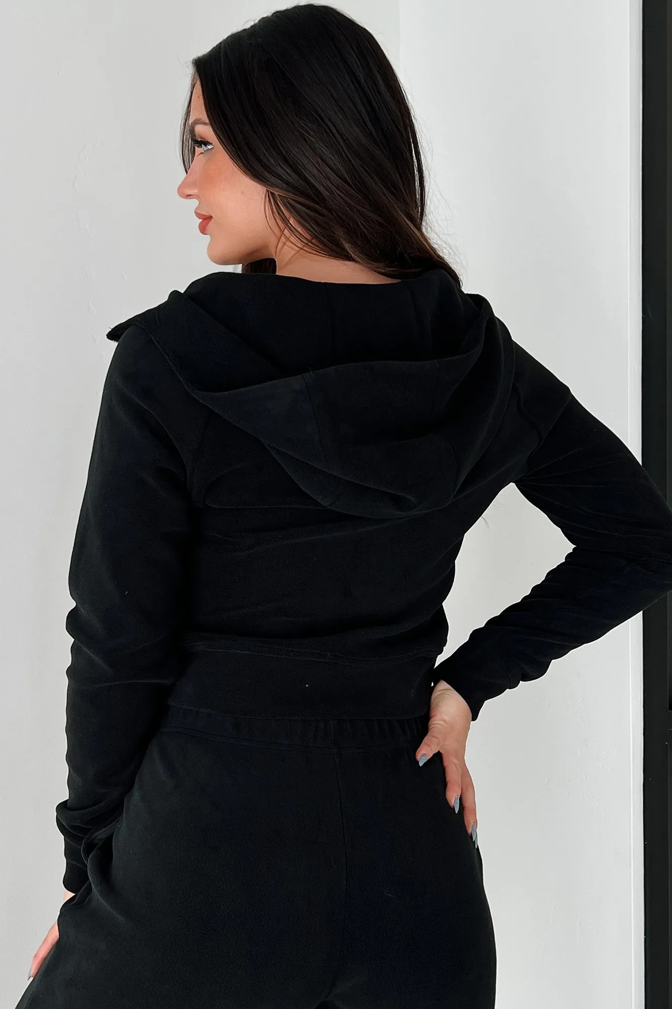 Retro Refresh Hooded Fleece Track Jacket (Black)