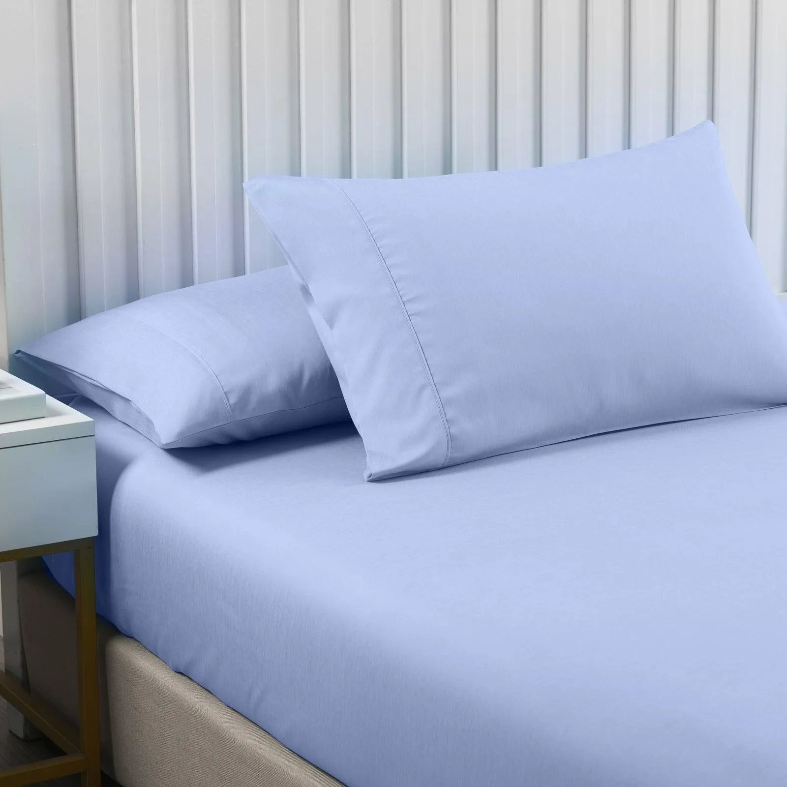 Royal Comfort 2000TC 3 Piece Fitted Sheet and Pillowcase Set Bamboo Cooling - Double - Light Blue