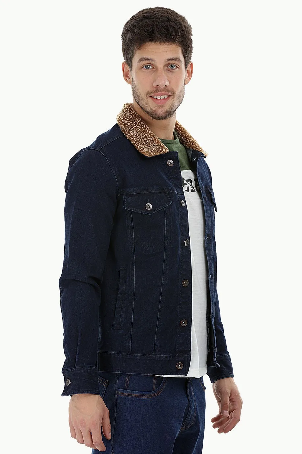 Sherpa Collar Indigo Denim Jacket
