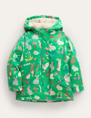 Sherpa Lined Anorak-Aloe Green Bunnies