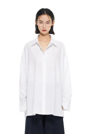 Tencel Blend Oversized White Shirt