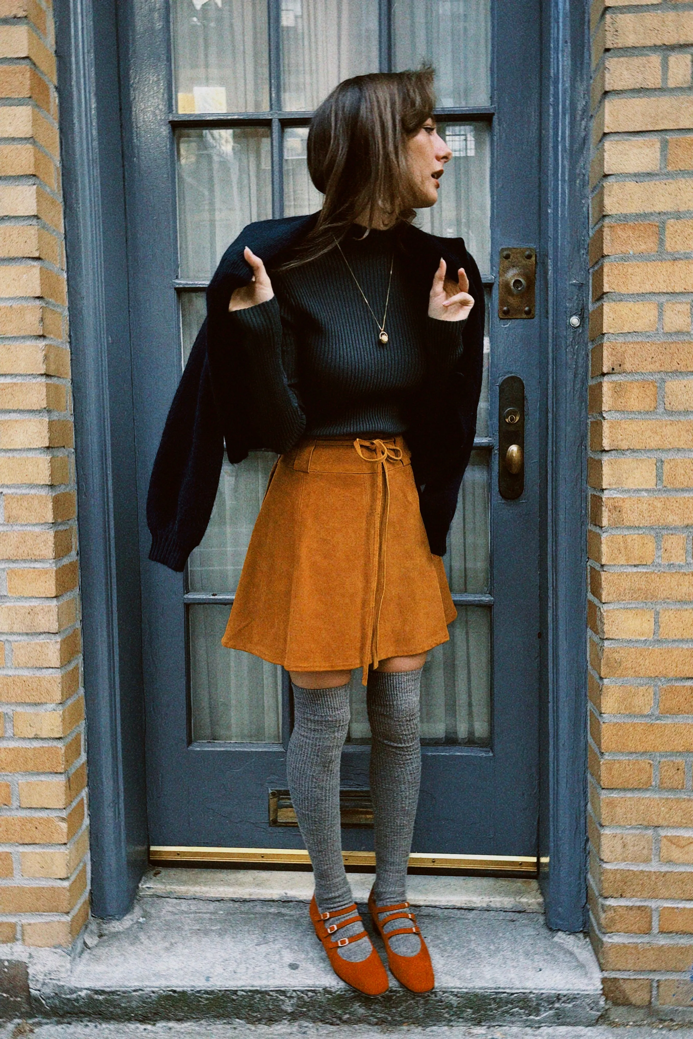 VINTAGE SUEDE WRAP MINI SKIRT