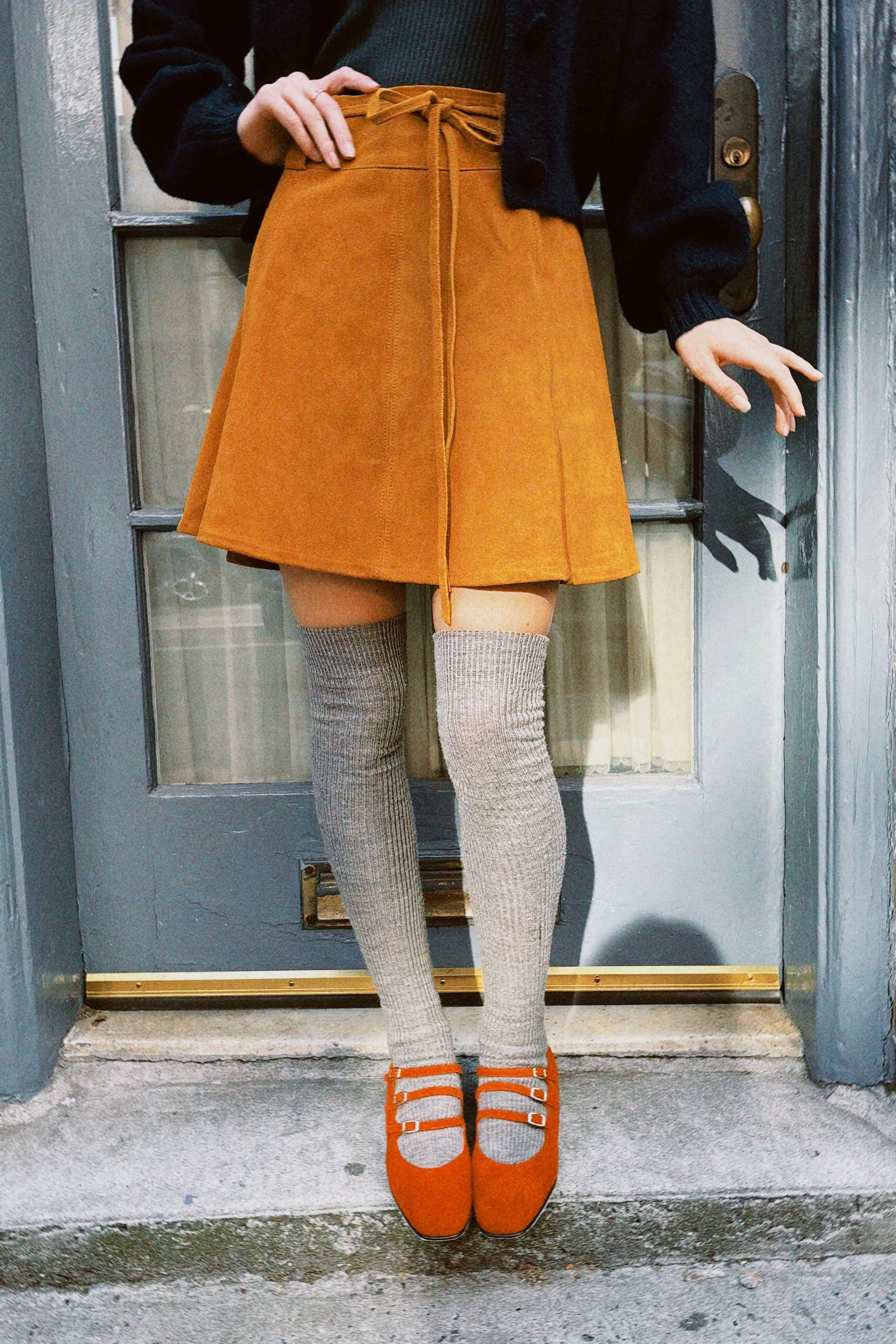 VINTAGE SUEDE WRAP MINI SKIRT