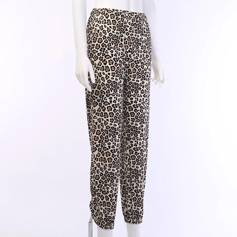 Women's Autumn Casual Leopard Slim Pants With Pockets