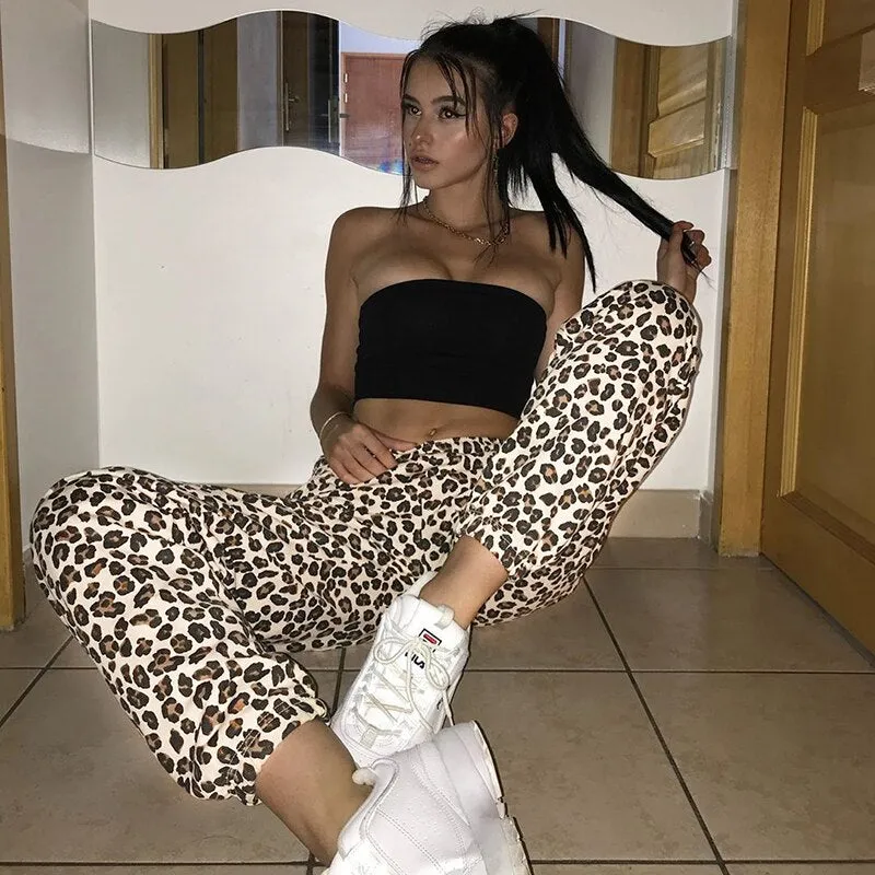 Women's Autumn Casual Leopard Slim Pants With Pockets